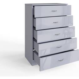 Fwstyle Tall Grey Gloss Chest of Drawer 70x100cm