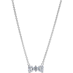 Pandora Sparkling Bow Necklace - Silver/Transparent