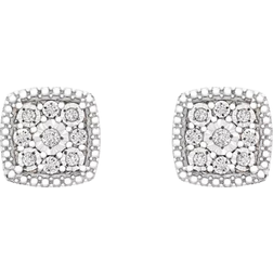 Macy's Cushion Cluster Stud Earrings - Silver/Diamonds