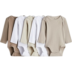 H&M Baby Bodysuits 5-pack - White/Beige