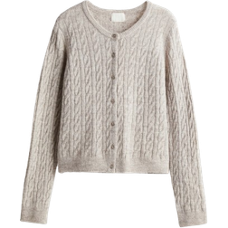 H&M Cardigan with Cable Pattern - Light Beige Mottled