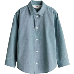 H&M Long-Sleeved Cotton Shirt - Turquoise