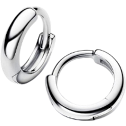 Pandora Round Huggie Hoop Earrings - Silver