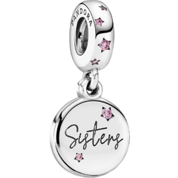 Pandora Forever Sisters Dangle Charm - Silver/Pink