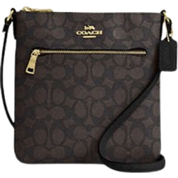 Coach Mini Rowan File Bag In Signature Canvas - Gold/Walnut/Black