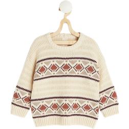 H&M Baby Jacquard Knit Jumper - Light Beige/Patterned (1196469001)