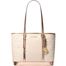 Michael Kors Jet Set Travel Small Metallic Logo Top Zip Tote Bag - Rose Gold