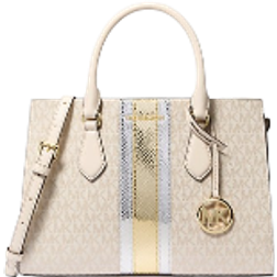 Michael Kors Sheila Medium Signature Logo and Metallic Satchel - Pale Gold