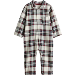 H&M Collared Sleepsuit - Light Beige/Red Checked