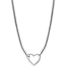 Pandora Heart Closure Snake Chain Necklace - Silver