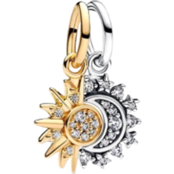 Pandora Splittable Sun & Moon Dangle Charm - Gold/Silver/Tranparent