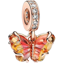 Pandora Murano Glass Butterfly Dangle Charm - Rose Gold/Pink/Yellow/Transparent