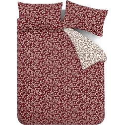 Catherine Lansfield Brushed Grace Floral Leaf Påslakan Röd (230x220cm)