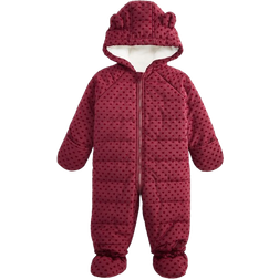 Macy's Baby's Hooded Flocked Hearts Footed Snowsuit - Scarlet Wine