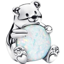 Pandora Polar Bear Charm - Enamel/Sterling Silver/Lab-created Opal/White