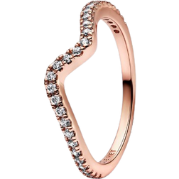 Pandora Sparkling Wave Ring - Rose Gold/Transparent