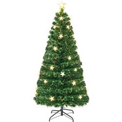 Costway 5ft Star LED Fibre Optic Artificial Green Christmas Tree 135cm