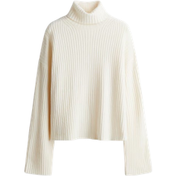 H&M Oversized Turtleneck Sweater - Light Beige Mottled