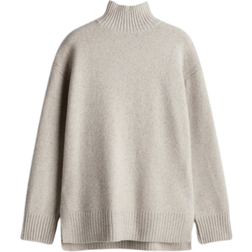 H&M Oversized Polo Neck Jumper - Light Beige Marl