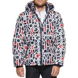 Tommy Hilfiger Typographic Print Hooded Puffer Jacket - Logo Combo