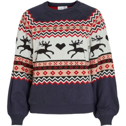 Vila Christmas Knit Sweater - Navy Blazer