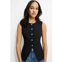 DYNAMITE Emery Round Neck Flyaway Vest - Jet Black