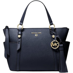 Michael Kors MK Sullivan Small Saffiano Leather Top-Zip Tote Bag Navy NS