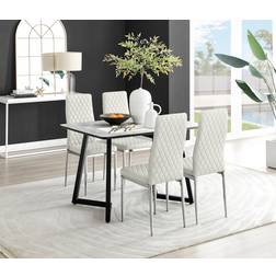 Furniturebox Carlon White/Grey Dining Set 80x120cm 5pcs