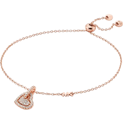 Michael Kors MK Bracciale forma di cuore in argento sterling con placcatura in metallo prezioso pavé Oro Rosa ONE