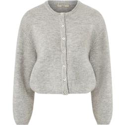 Gina Tricot Knitted Cardigan - Light Grey Melange