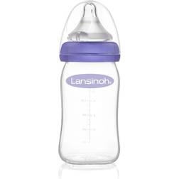 Lansinoh Glas Weithalsflasche mit Sauger S 160ml