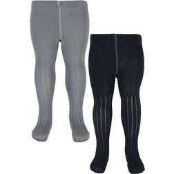Minymo Kid's Bamboo Tights 2-pack - Sleet
