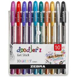 Zebra Doodler'z Gel Pens Glitter Colors 10-pack