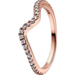 Pandora Sparkling Wave Ring - Rose Gold/Transparent