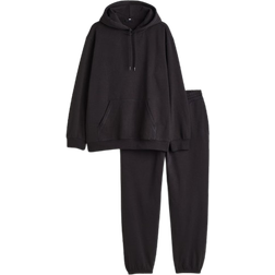 H&M Loose Fit Hoodie and Joggers Set 2-packs - Black