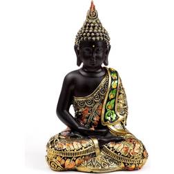 Puckator Black & Orange Gold Thai Buddha Contemplation Figurine 21cm