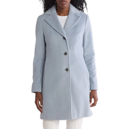 Calvin Klein Notch Wool Blend Coat - Chambray