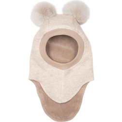 Huttelihut Balaclava with Pompoms - Sand Melange (6153-2601)