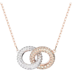 Swarovski Dextera Clear Crystals And Rose Gold Tone Plated Intertwined Circles Necklace 5414999 For Women