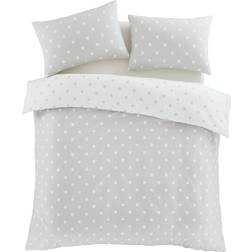 Catherine Lansfield Brushed Polka Dot Duvet Cover Grey (200x200cm)