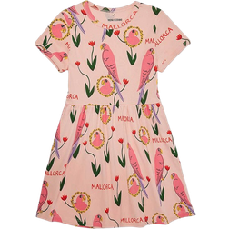 Mini Rodini Parrots Graphic-Print Dress - Pink