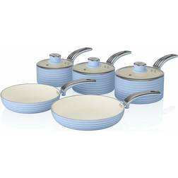 Swan Retro Cookware Set with lid 5 Parts