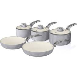 Swan Retro Grey Cookware Set with lid 5 Parts