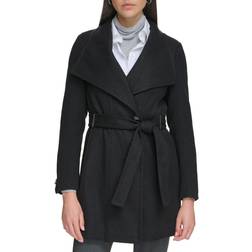 Calvin Klein Women's Belted Wrap Coat - Black