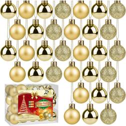 Ruisita Shatterproof Gold Christmas Tree Ornament 3cm 36pcs