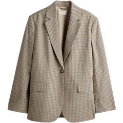 H&M Loose Fit Blazer - Beige/Checked