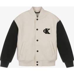 Calvin Klein Boy's Varsity Knit Bomber Jacket - Oatmeal Heather