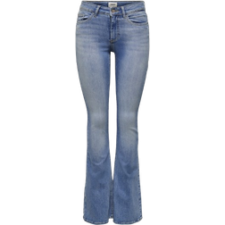 Only Blush Mid Waist Flared Fit Jeans - Blue/Light Blue Denim