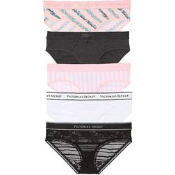 Victoria's Secret Logo Hipster 5-pack - Pink/Grey/White/Black