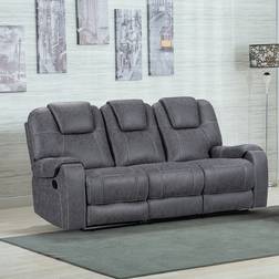 B&Q Sydney Grey Full Fabric Manual Reclining Sofa 205cm 3 Seater